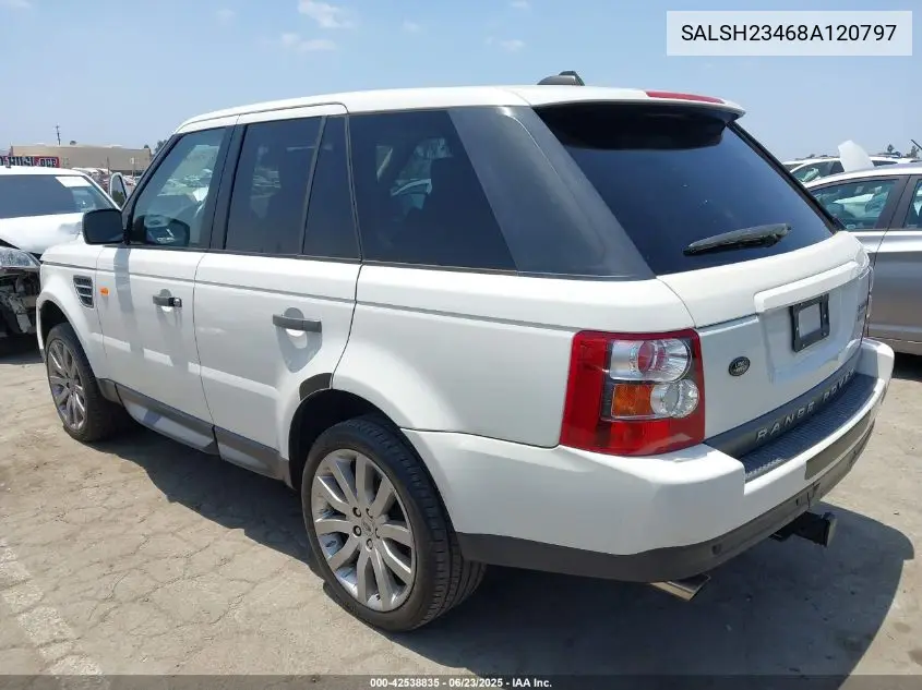 2008 Land Rover Range Rover Sport Supercharged VIN: SALSH23468A120797 Lot: 42538835