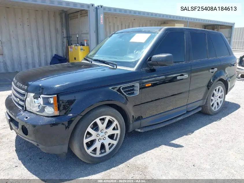 2008 Land Rover Range Rover Sport Hse VIN: SALSF25408A184613 Lot: 42582838