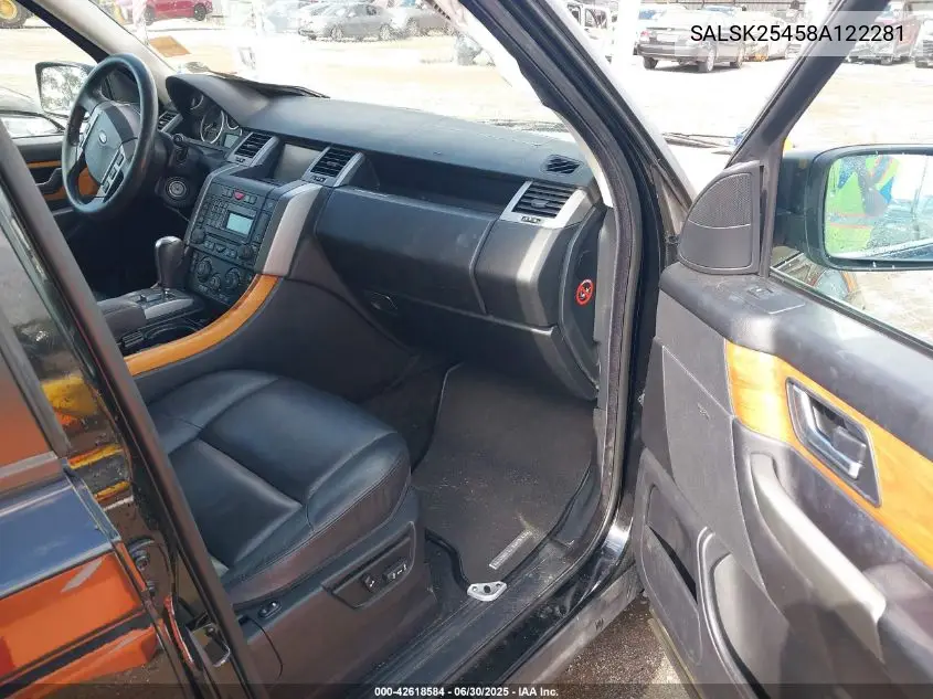 2008 Land Rover Range Rover Sport Hse VIN: SALSK25458A122281 Lot: 42618584