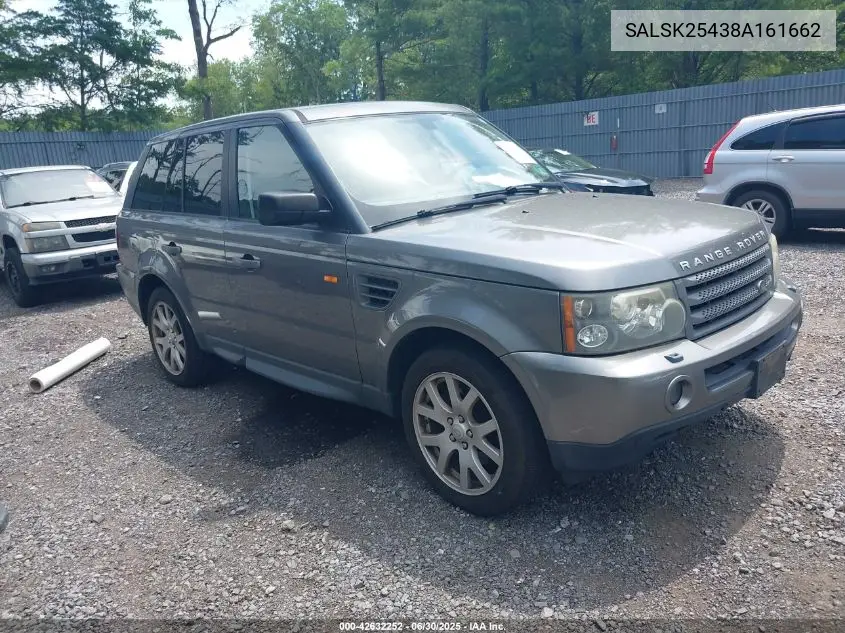 2008 Land Rover Range Rover Sport Hse VIN: SALSK25438A161662 Lot: 42632252