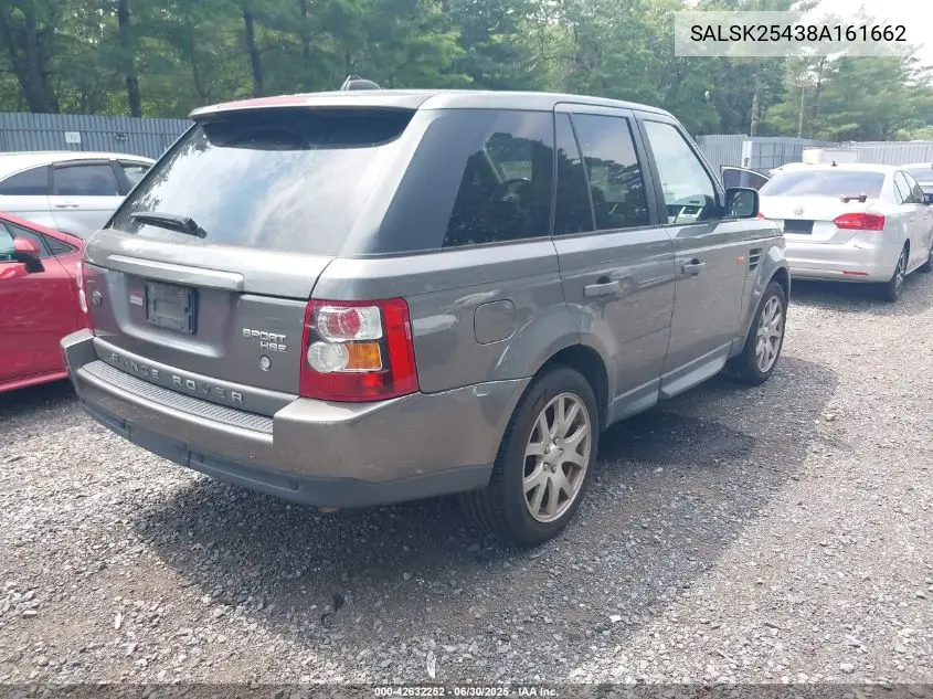 2008 Land Rover Range Rover Sport Hse VIN: SALSK25438A161662 Lot: 42632252
