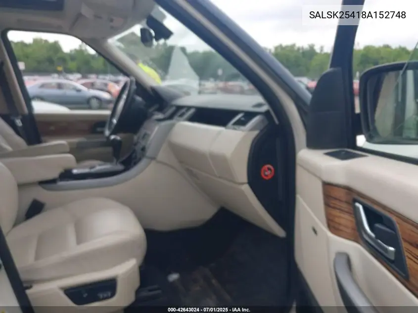 2008 Land Rover Range Rover Sport Hse VIN: SALSK25418A152748 Lot: 42643024