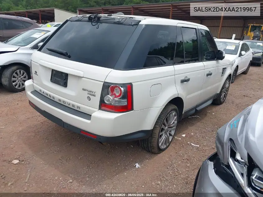 2010 Land Rover Range Rover Sport Hse VIN: SALSK2D4XAA219967 Lot: 42438620