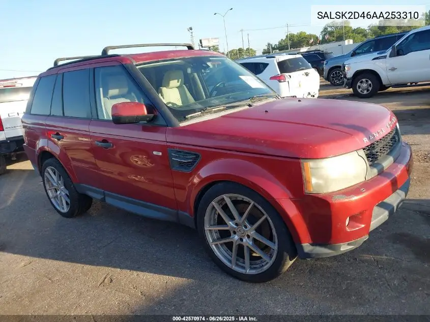 2010 Land Rover Range Rover Sport Hse VIN: SALSK2D46AA253310 Lot: 42570974