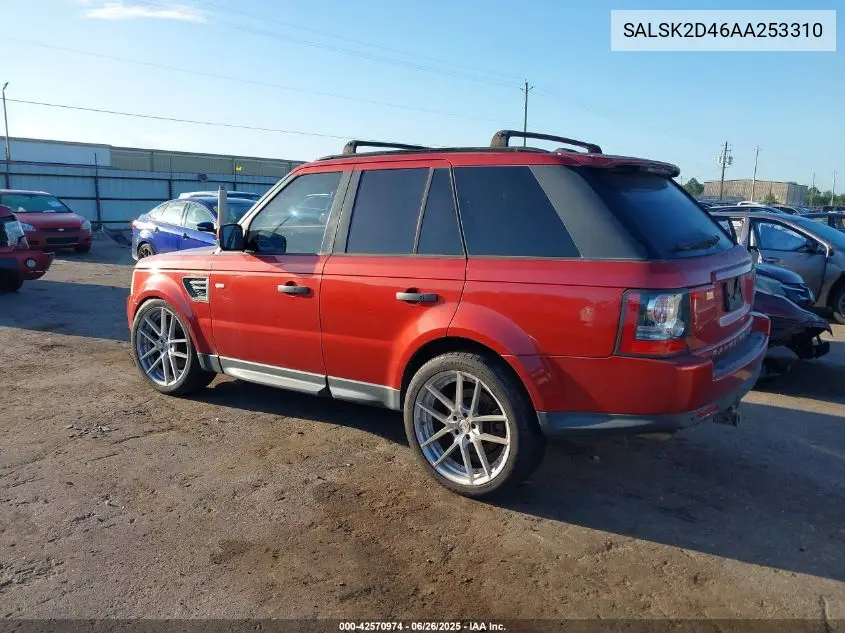 2010 Land Rover Range Rover Sport Hse VIN: SALSK2D46AA253310 Lot: 42570974