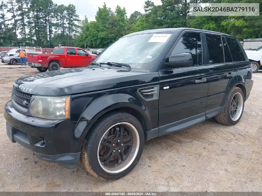 2011 Land Rover Range Rover Sport Hse VIN: SALSK2D46BA279116 Lot: 42447162
