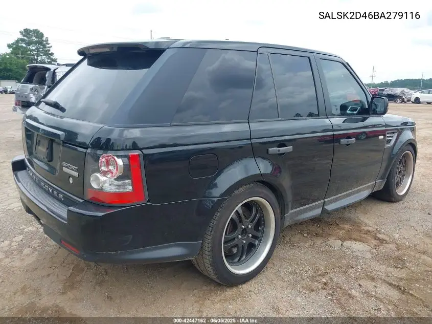 2011 Land Rover Range Rover Sport Hse VIN: SALSK2D46BA279116 Lot: 42447162