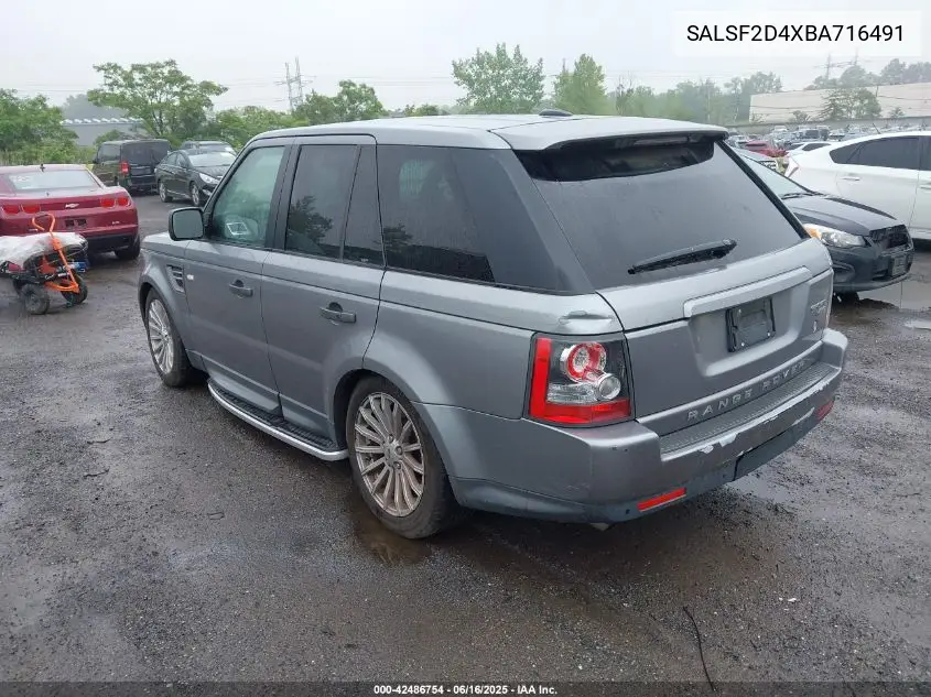 2011 Land Rover Range Rover Sport Hse VIN: SALSF2D4XBA716491 Lot: 42486754