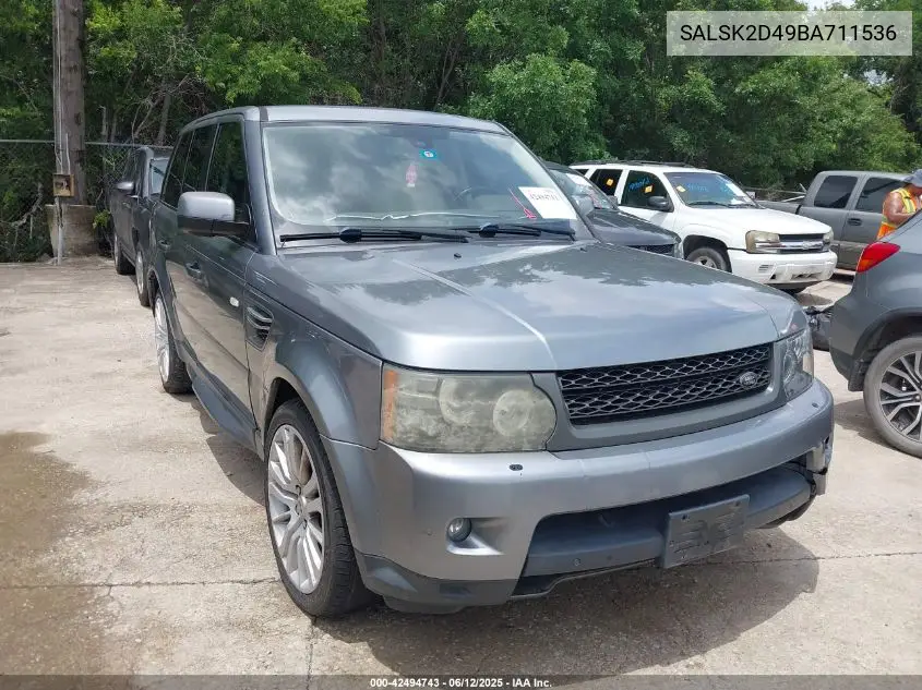 2011 Land Rover Range Rover Sport Hse VIN: SALSK2D49BA711536 Lot: 42494743