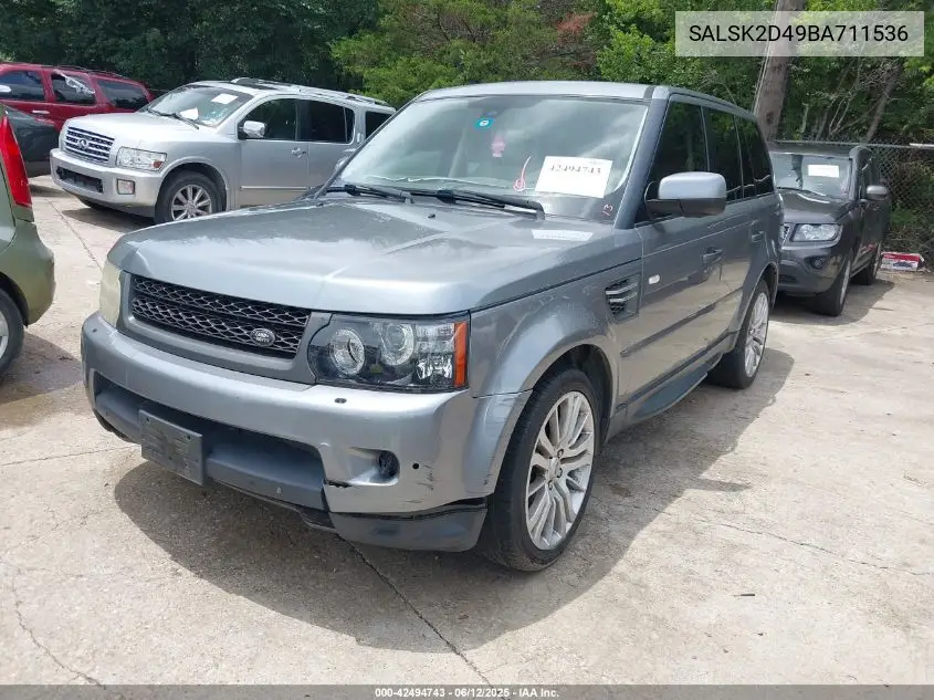 2011 Land Rover Range Rover Sport Hse VIN: SALSK2D49BA711536 Lot: 42494743