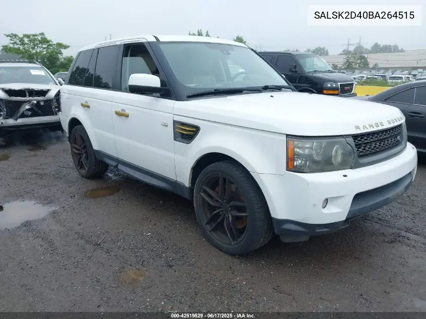 2011 Land Rover Range Rover Sport Hse VIN: SALSK2D40BA264515 Lot: 42519529