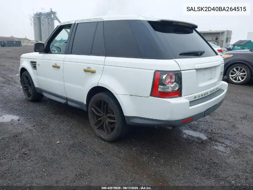 2011 Land Rover Range Rover Sport Hse VIN: SALSK2D40BA264515 Lot: 42519529