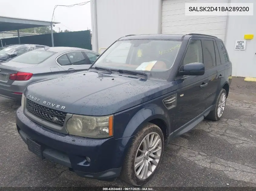 2011 Land Rover Range Rover Sport Hse VIN: SALSK2D41BA289200 Lot: 42534463