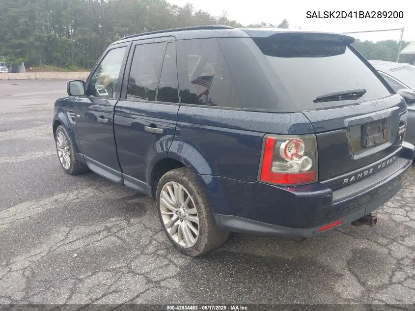 2011 Land Rover Range Rover Sport Hse VIN: SALSK2D41BA289200 Lot: 42534463
