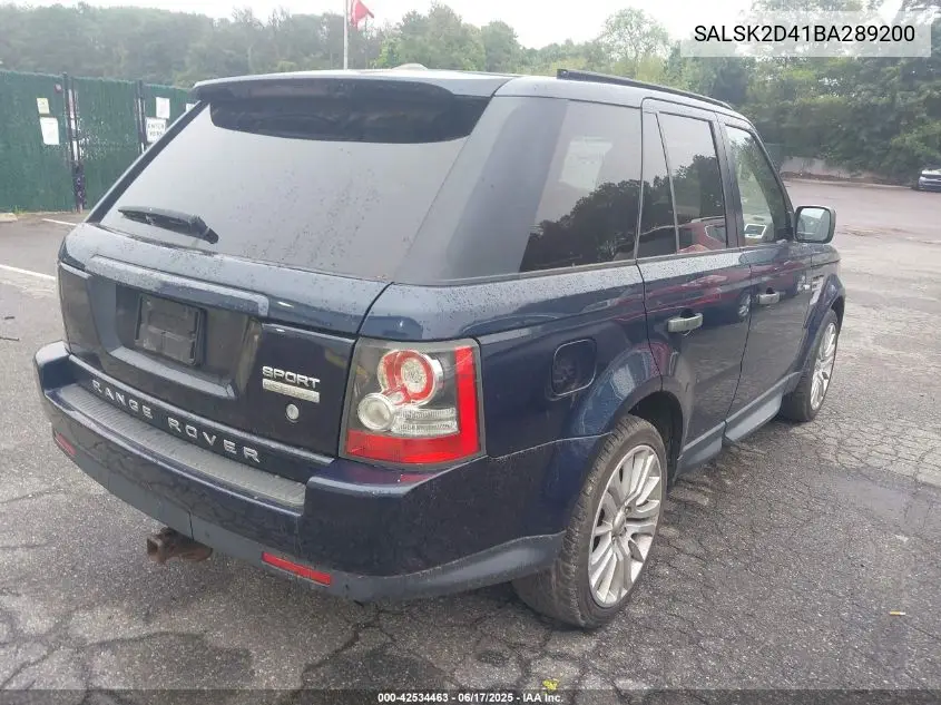 2011 Land Rover Range Rover Sport Hse VIN: SALSK2D41BA289200 Lot: 42534463