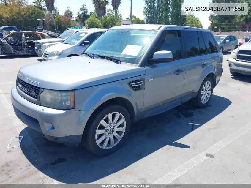2011 Land Rover Range Rover Sport Hse VIN: SALSK2D43BA711550 Lot: 42549374