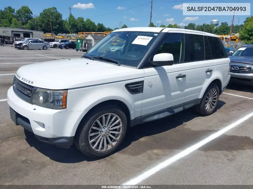 2011 Land Rover Range Rover Sport Hse VIN: SALSF2D47BA704993 Lot: 42568919