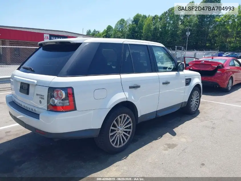 2011 Land Rover Range Rover Sport Hse VIN: SALSF2D47BA704993 Lot: 42568919