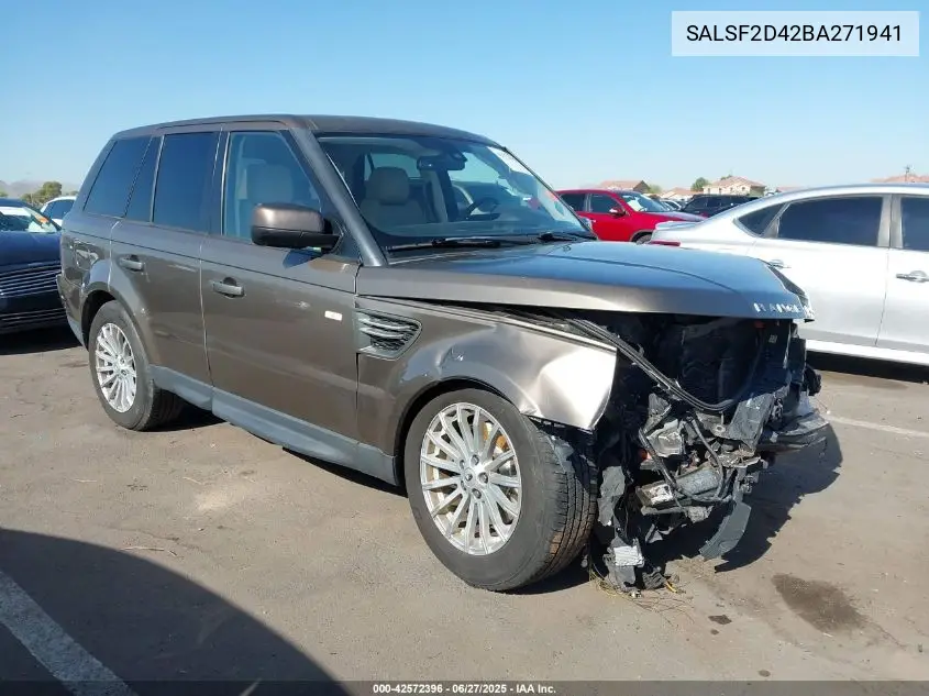 2011 Land Rover Range Rover Sport Hse VIN: SALSF2D42BA271941 Lot: 42572396