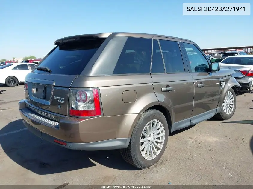 2011 Land Rover Range Rover Sport Hse VIN: SALSF2D42BA271941 Lot: 42572396