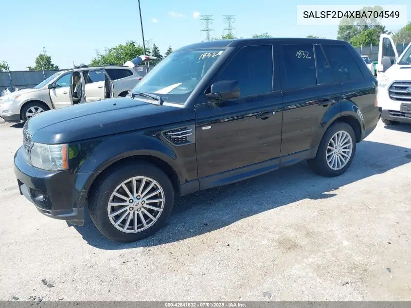 2011 Land Rover Range Rover Sport Hse VIN: SALSF2D4XBA704549 Lot: 42641832