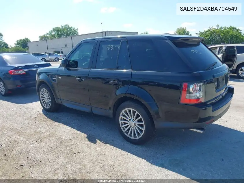 2011 Land Rover Range Rover Sport Hse VIN: SALSF2D4XBA704549 Lot: 42641832