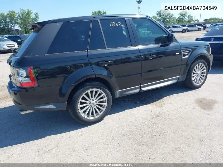 2011 Land Rover Range Rover Sport Hse VIN: SALSF2D4XBA704549 Lot: 42641832