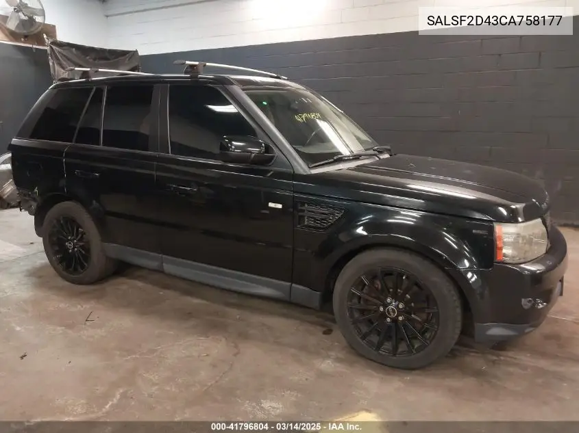 2012 Land Rover Range Rover Sport Hse VIN: SALSF2D43CA758177 Lot: 41796804
