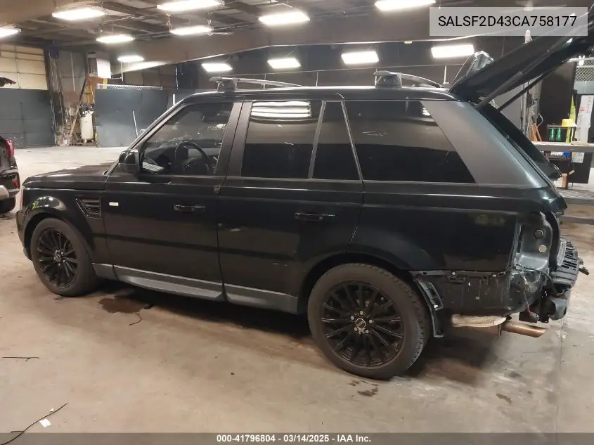 2012 Land Rover Range Rover Sport Hse VIN: SALSF2D43CA758177 Lot: 41796804