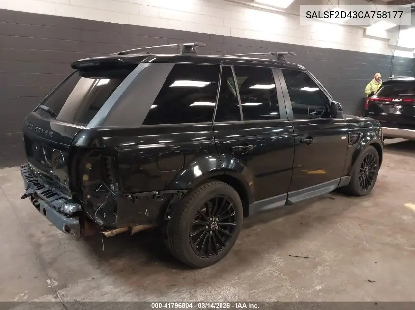 2012 Land Rover Range Rover Sport Hse VIN: SALSF2D43CA758177 Lot: 41796804