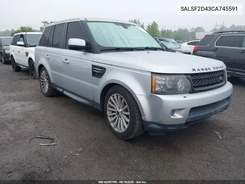 2012 Land Rover Range Rover Sport Hse VIN: SALSF2D43CA745591 Lot: 42497765