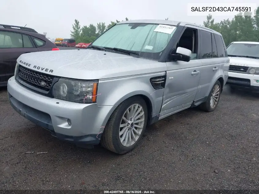 2012 Land Rover Range Rover Sport Hse VIN: SALSF2D43CA745591 Lot: 42497765