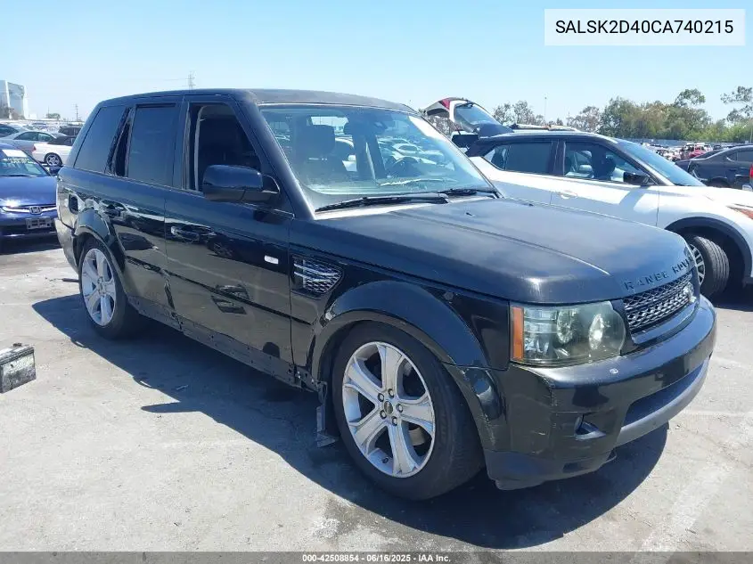 2012 Land Rover Range Rover Sport Hse VIN: SALSK2D40CA740215 Lot: 42508854