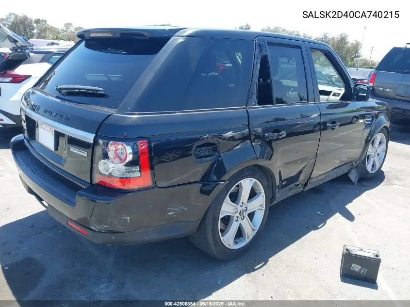 2012 Land Rover Range Rover Sport Hse VIN: SALSK2D40CA740215 Lot: 42508854