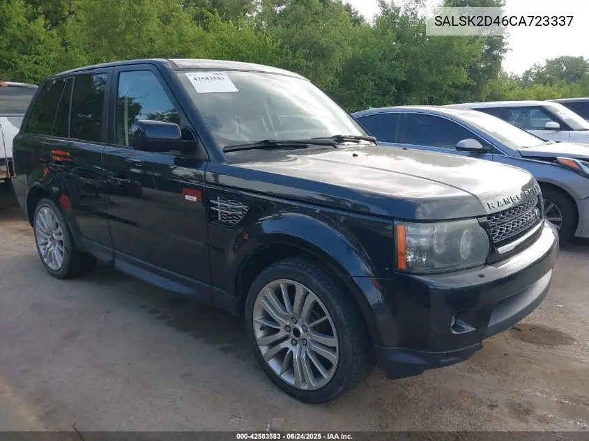 2012 Land Rover Range Rover Sport Hse VIN: SALSK2D46CA723337 Lot: 42583583