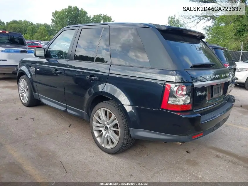 2012 Land Rover Range Rover Sport Hse VIN: SALSK2D46CA723337 Lot: 42583583