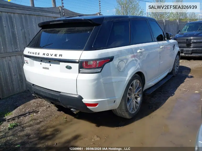 2014 Land Rover Range Rover Sport V8 Supercharged VIN: SALWV2EF5EA326939 Lot: 12309981