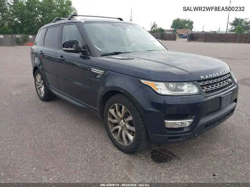 2014 Land Rover Range Rover Sport 3.0L V6 Supercharged Hse VIN: SALWR2WF8EA500232 Lot: 42586118