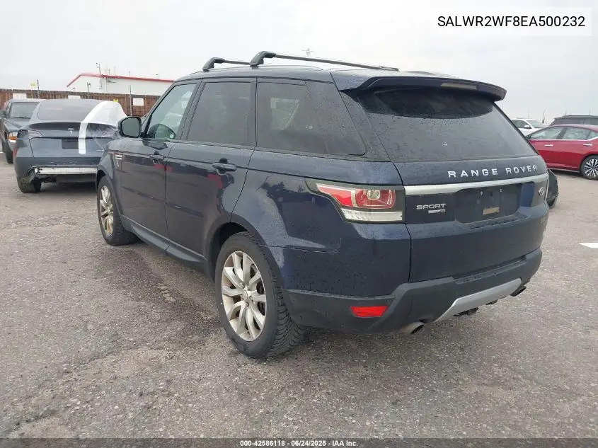 2014 Land Rover Range Rover Sport 3.0L V6 Supercharged Hse VIN: SALWR2WF8EA500232 Lot: 42586118