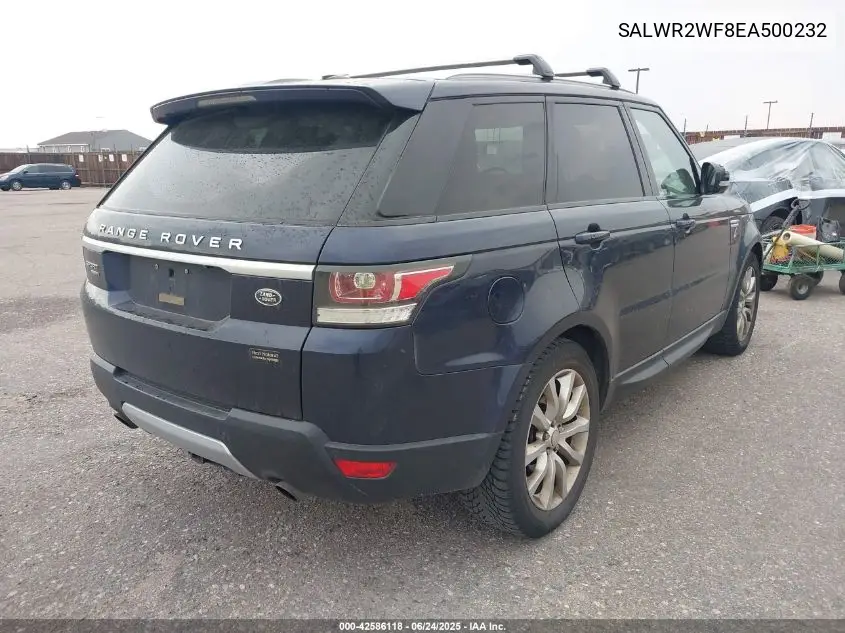 2014 Land Rover Range Rover Sport 3.0L V6 Supercharged Hse VIN: SALWR2WF8EA500232 Lot: 42586118