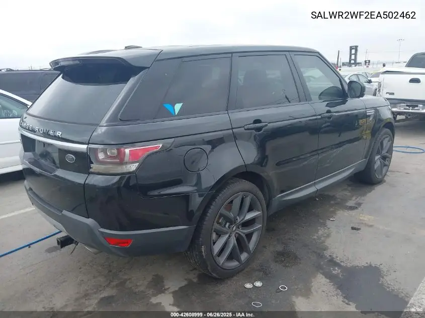 2014 Land Rover Range Rover Sport 3.0L V6 Supercharged Hse VIN: SALWR2WF2EA502462 Lot: 42608999