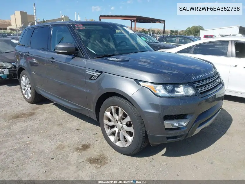 2014 Land Rover Range Rover Sport Hse VIN: SALWR2WF6EA362738 Lot: 42609143