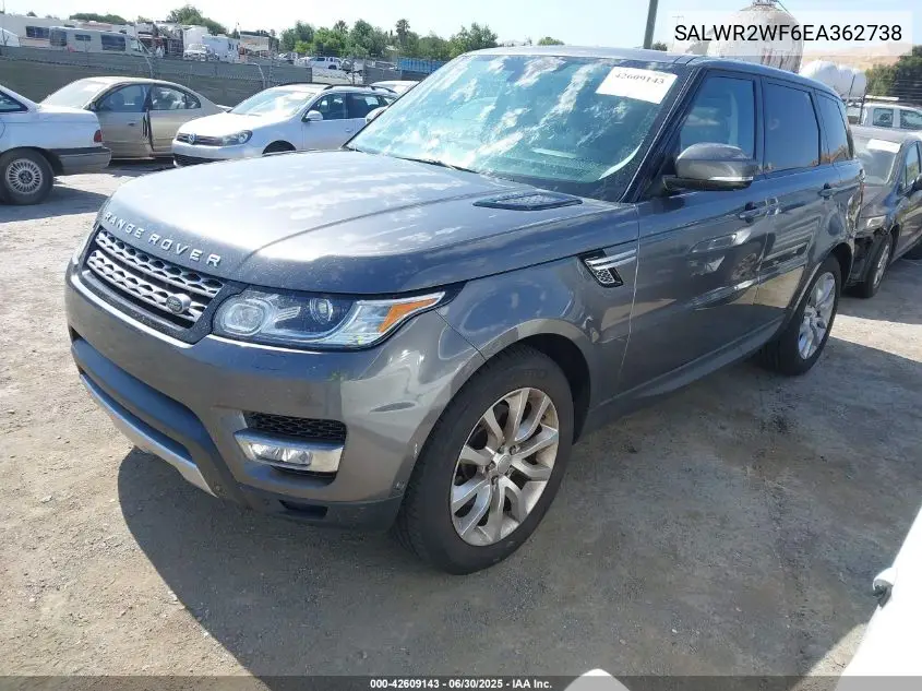 2014 Land Rover Range Rover Sport Hse VIN: SALWR2WF6EA362738 Lot: 42609143
