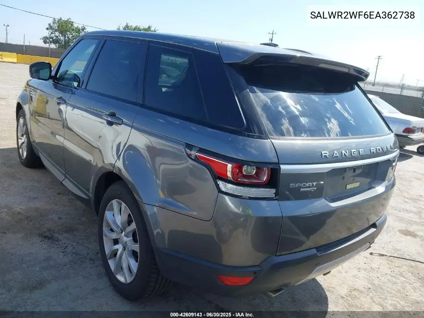 2014 Land Rover Range Rover Sport Hse VIN: SALWR2WF6EA362738 Lot: 42609143