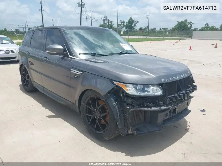 2015 Land Rover Range Rover Sport 3.0L V6 Supercharged Hse VIN: SALWR2VF7FA614712 Lot: 42503835