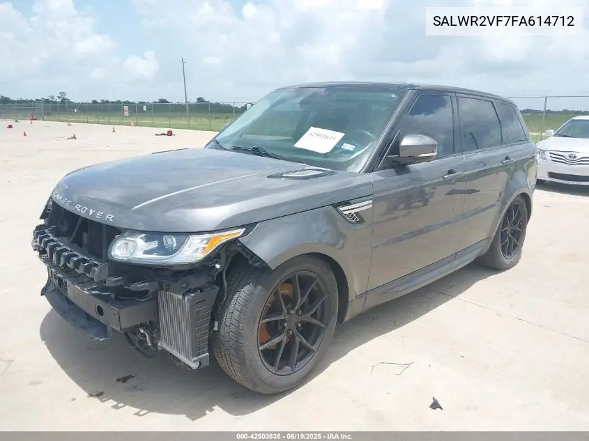 2015 Land Rover Range Rover Sport 3.0L V6 Supercharged Hse VIN: SALWR2VF7FA614712 Lot: 42503835