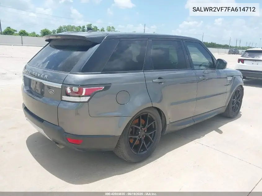 2015 Land Rover Range Rover Sport 3.0L V6 Supercharged Hse VIN: SALWR2VF7FA614712 Lot: 42503835