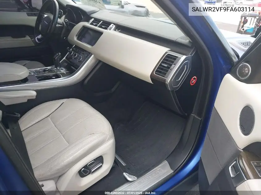 2015 Land Rover Range Rover Sport 3.0L V6 Supercharged Hse VIN: SALWR2VF9FA603114 Lot: 42602532