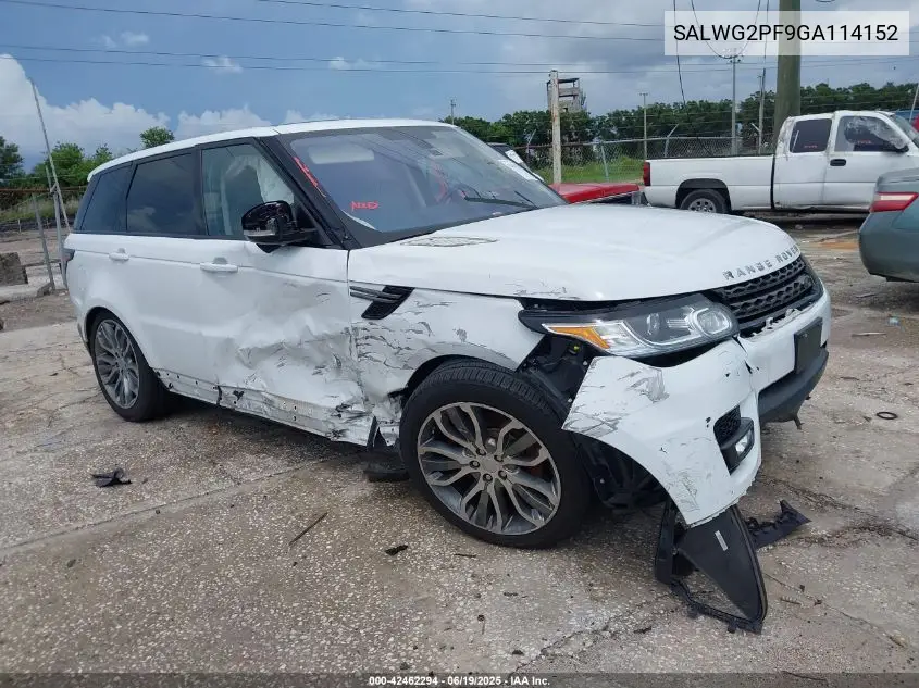 2016 Land Rover Range Rover Sport 3.0L V6 Supercharged Se VIN: SALWG2PF9GA114152 Lot: 42462294