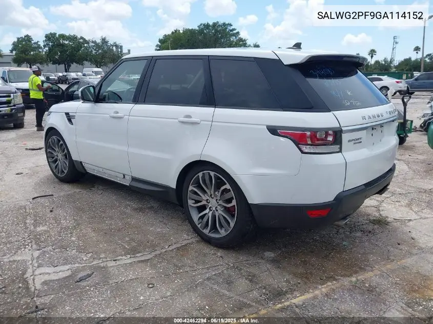 2016 Land Rover Range Rover Sport 3.0L V6 Supercharged Se VIN: SALWG2PF9GA114152 Lot: 42462294